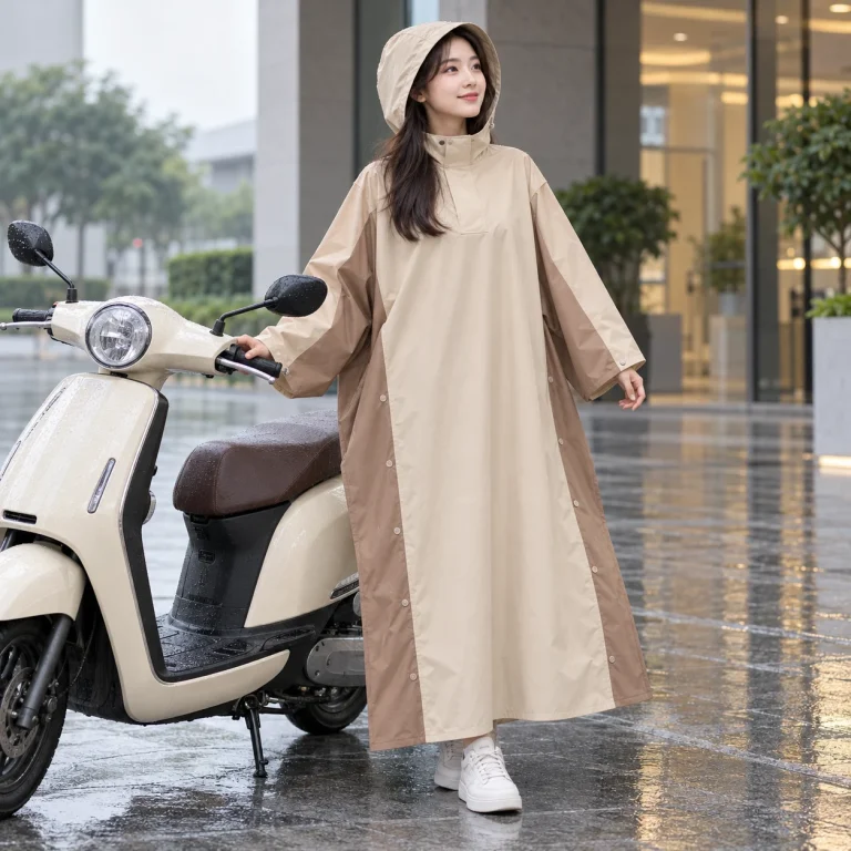 Áo Mưa Cài Cạnh Be Nâu Phong Cách Tối Giản với người mẫu Việt Nam