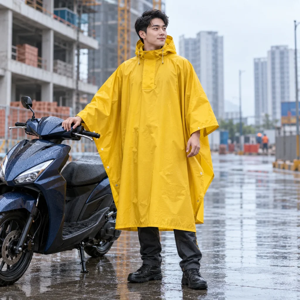 Áo Mưa Cánh Dơi Vàng Nghệ Vải Dù Chống Xé với người mẫu Việt Nam